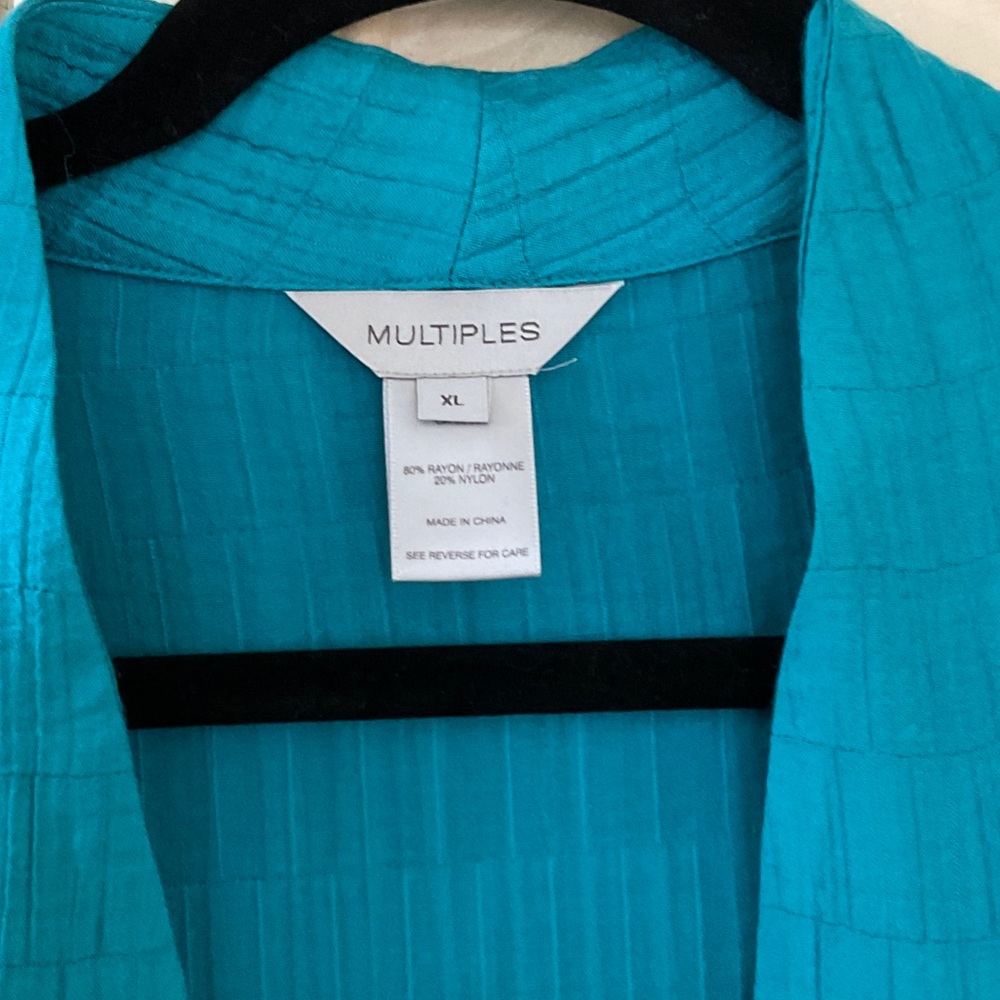 Multiples Turquoise Textured Jacket - Picture 2 of 3